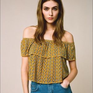 Croptop Off-the-sleeve Yellow Top